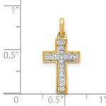 14k and Rhodium 1/8ct. Diamond Cross Pendant