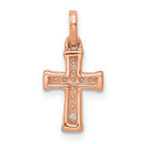 14K Rose Gold Small 1/20ct. Diamond Latin Cross Pendant