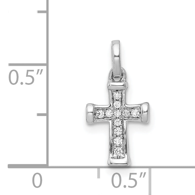 14k White Gold Small 1/20ct. Diamond Latin Cross Pendant