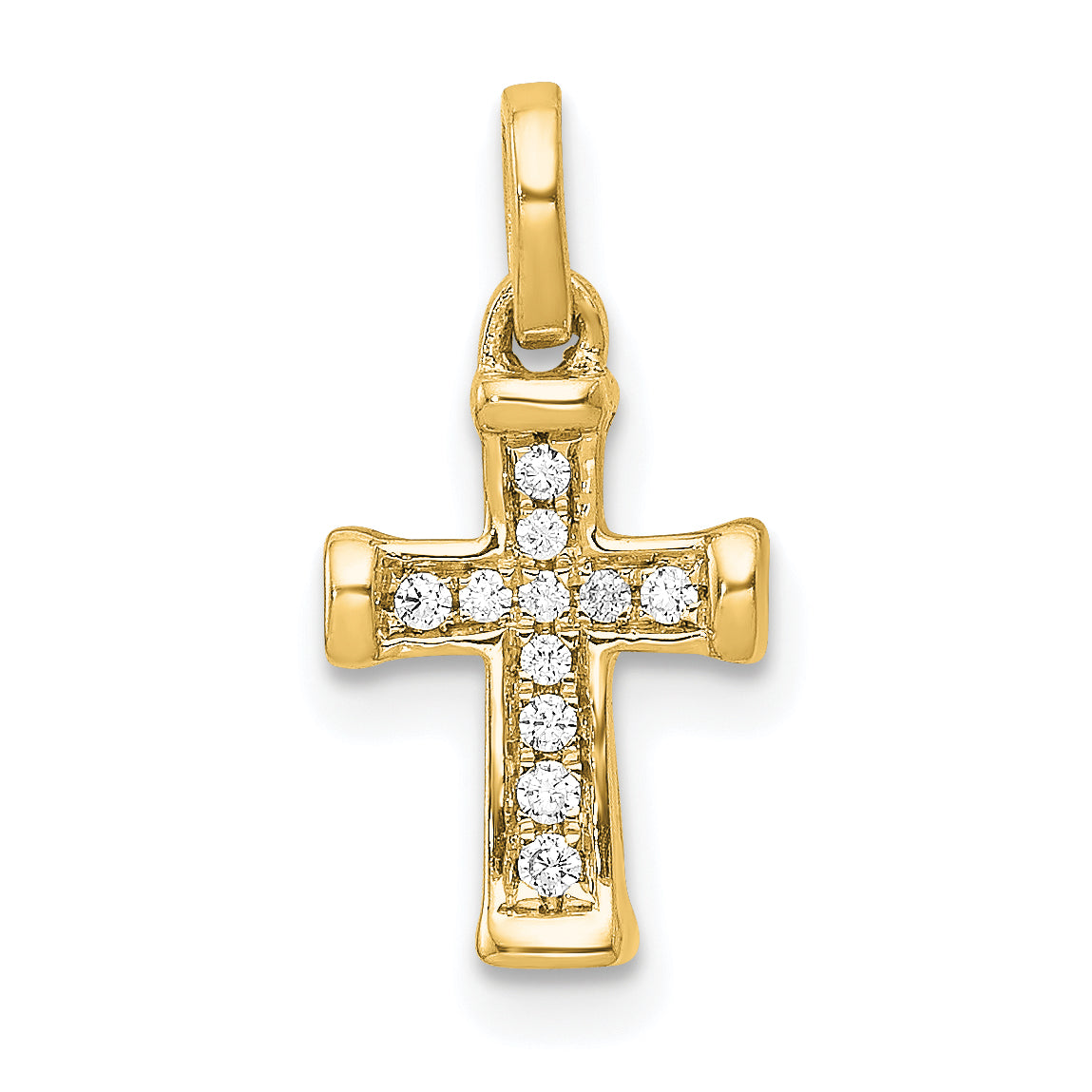 14k Small 1/20ct. Diamond Latin Cross Pendant