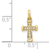 14k Small 1/20ct. Diamond Latin Cross Pendant