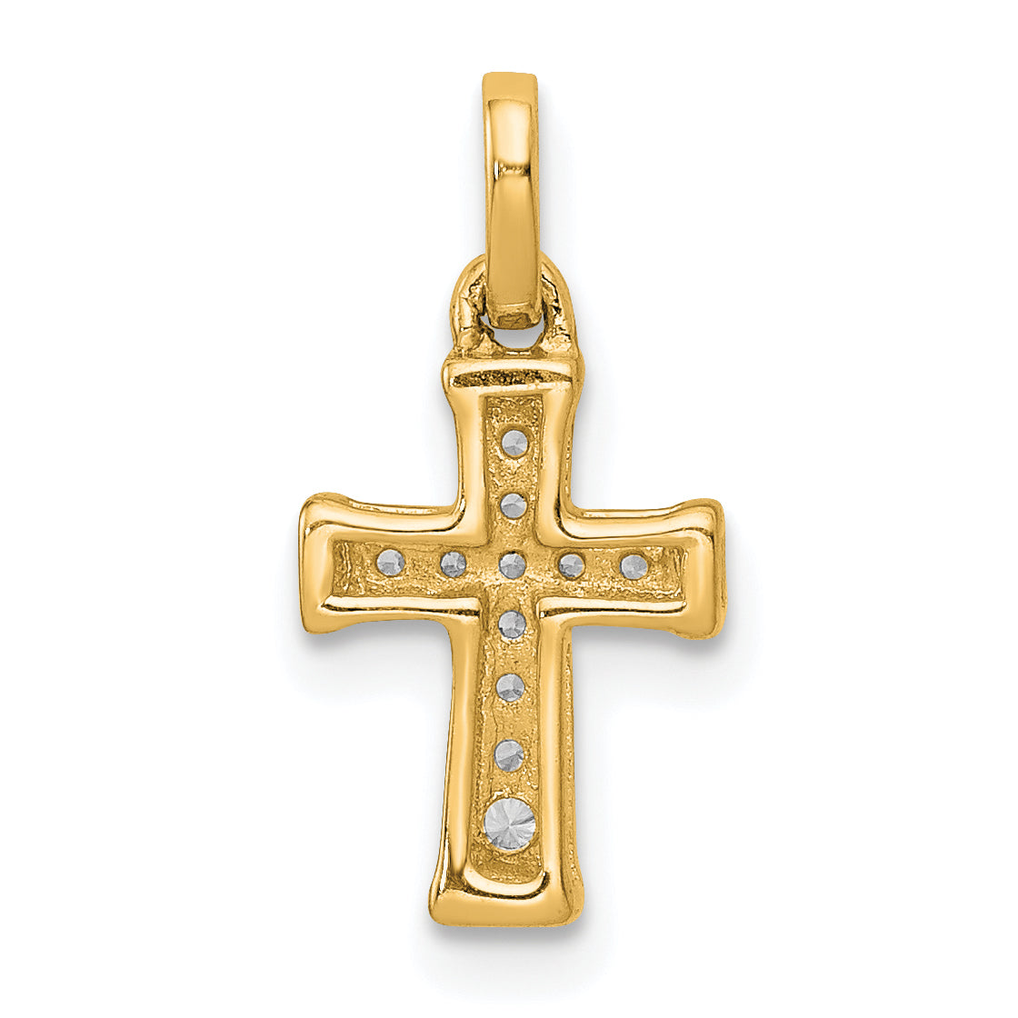 14k Small 1/20ct. Diamond Latin Cross Pendant