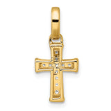14k Small Diamond Latin Cross Pendant
