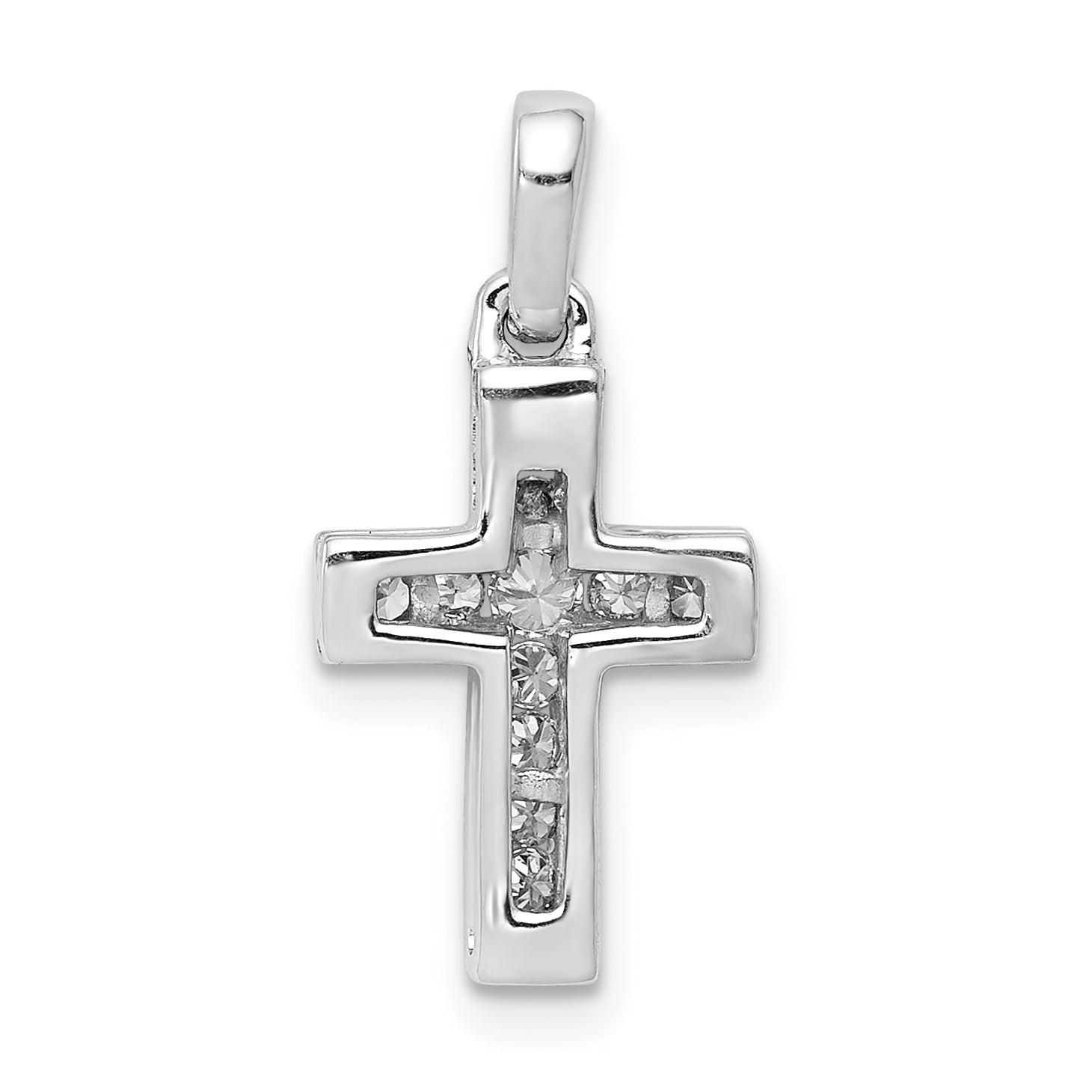 14k White Gold 1/6ct. Diamond Latin Cross Pendant