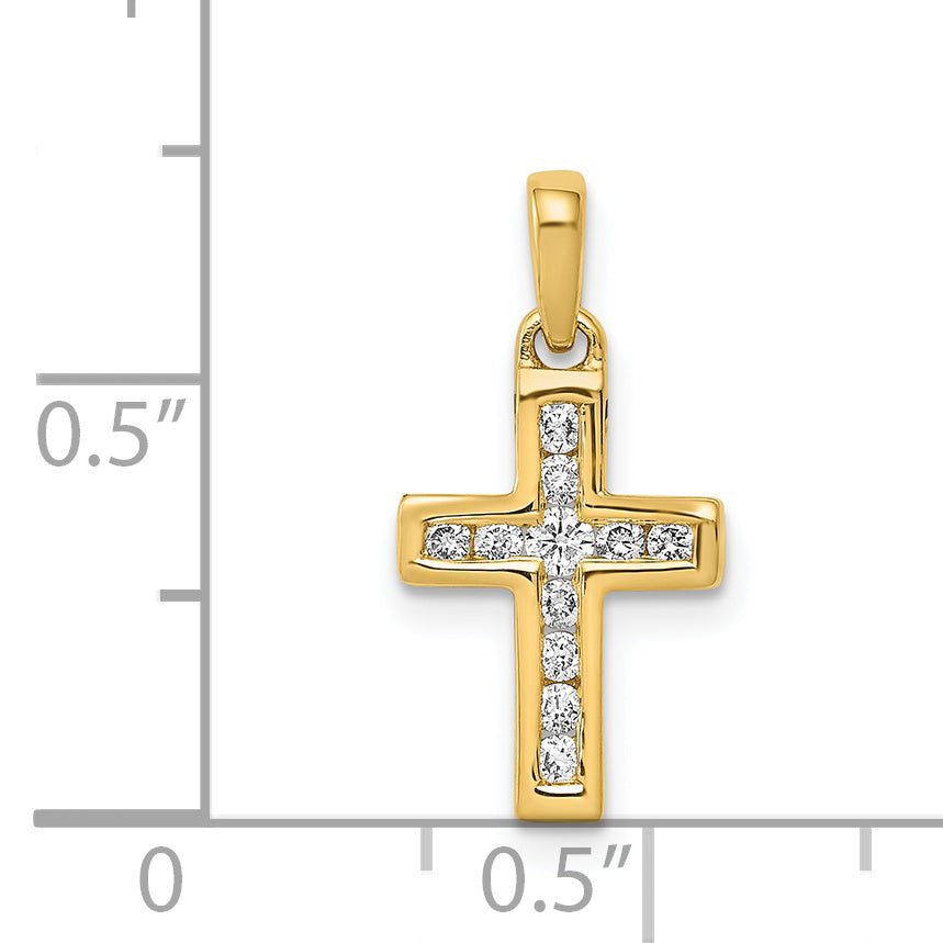 14k 1/6ct. Diamond Latin Cross Pendant