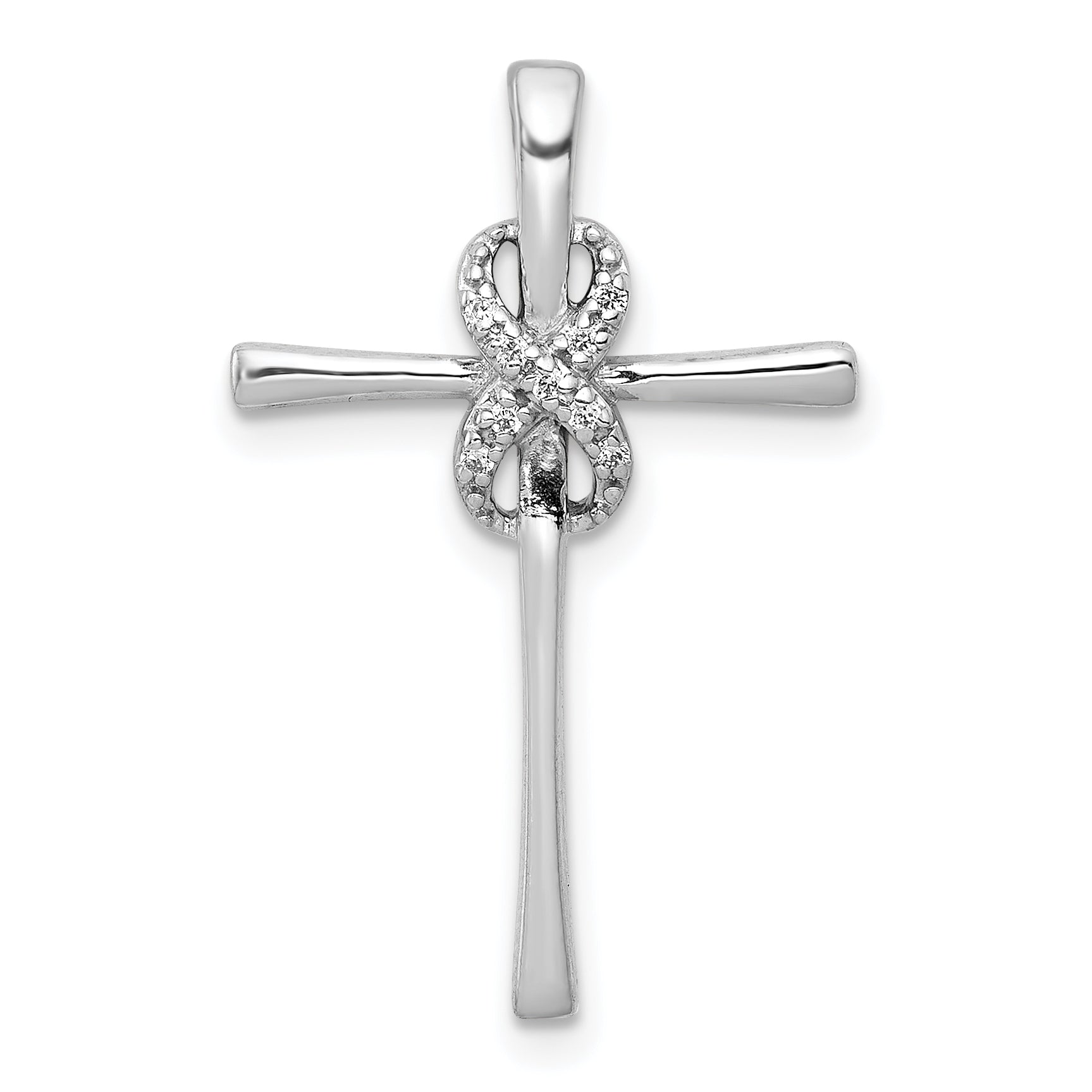14k White Gold .03ct. Diamond Infinity Cross Chain Slide