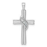 14k White Gold AA Diamond Cross Pendant