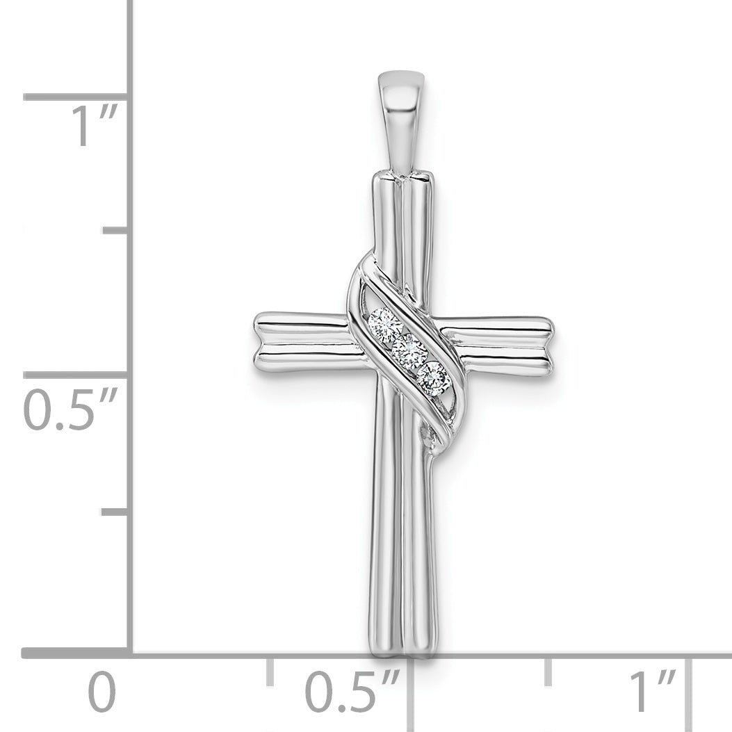 14k White Gold AA Diamond Cross Pendant