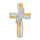 14k Two-tone Diamond Cross Pendant