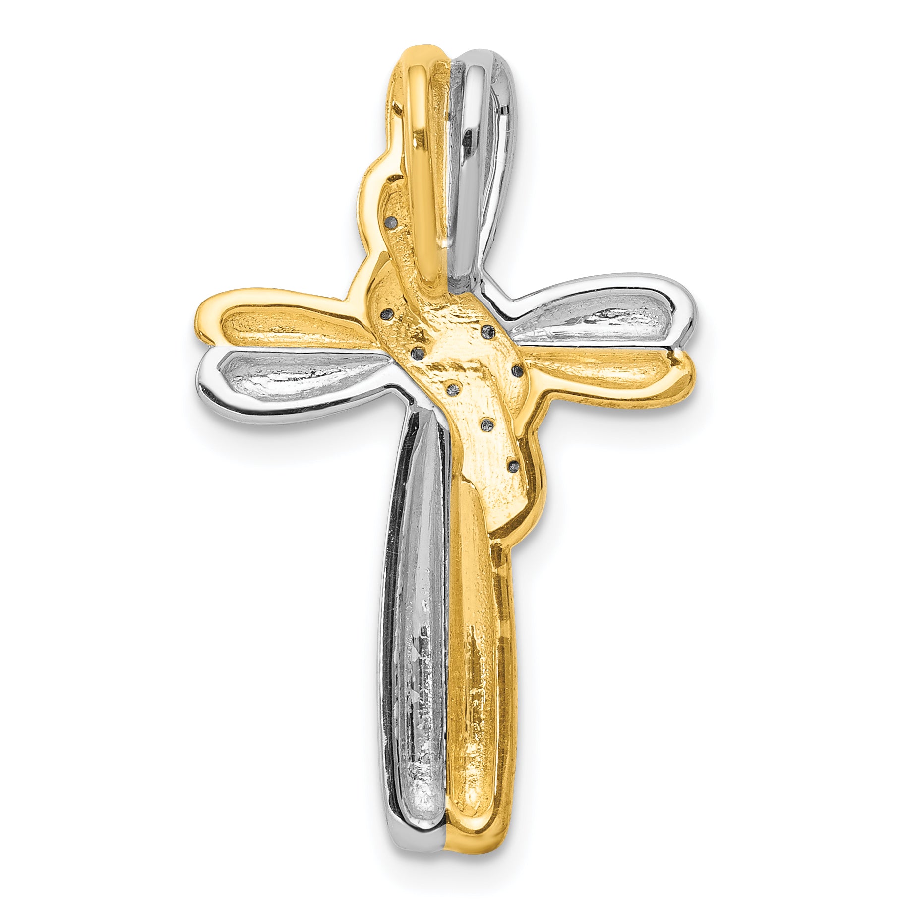 14k Two-tone Diamond Cross Pendant