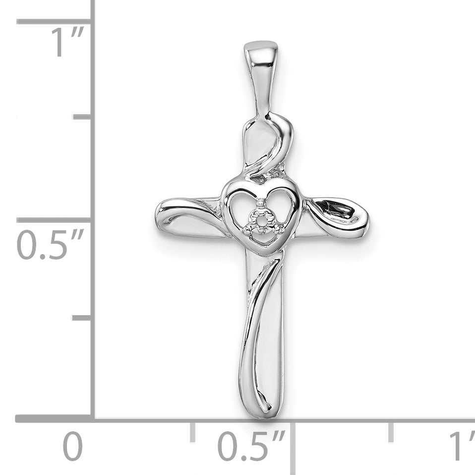 14k White Gold Heart Cross Mounting
