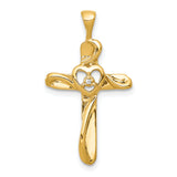 14k AA Diamond Cross Pendant