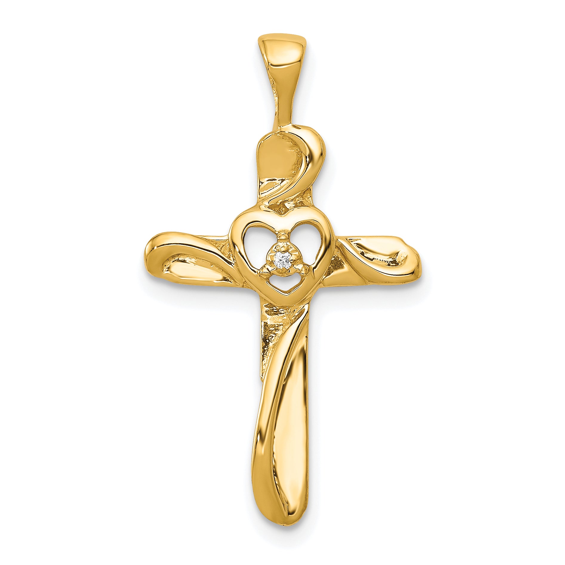 14k AA Diamond Cross Pendant