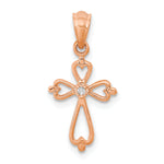 14K Rose Gold Diamond Accented Cross Pendant