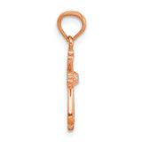 14K Rose Gold Diamond Accented Cross Pendant