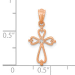 14K Rose Gold Diamond Accented Cross Pendant