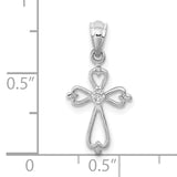14K White Gold Diamond Accented Cross Pendant