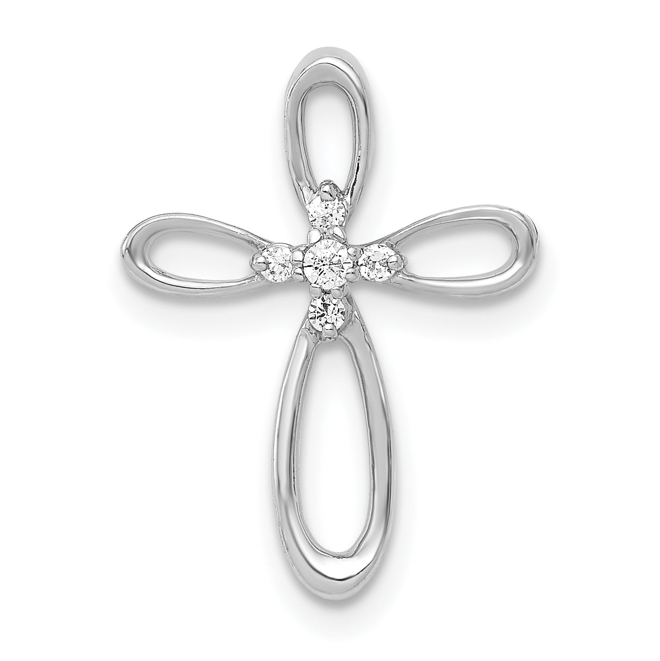 14k White Gold 1/20ct. Diamond Cross Chain Slide