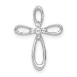 14k White Gold 1/20ct. Diamond Cross Chain Slide