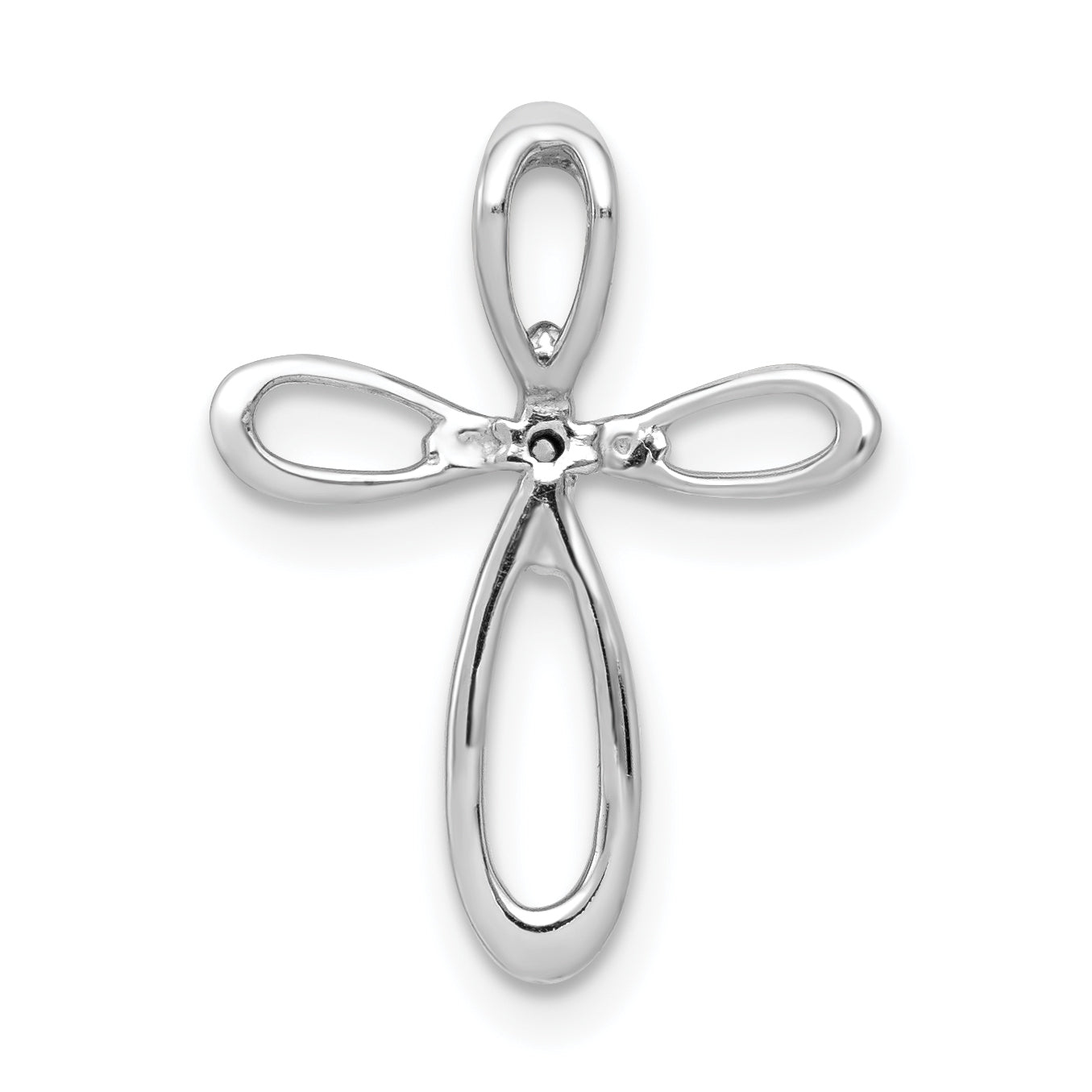 14k White Gold 1/20ct. Diamond Cross Chain Slide