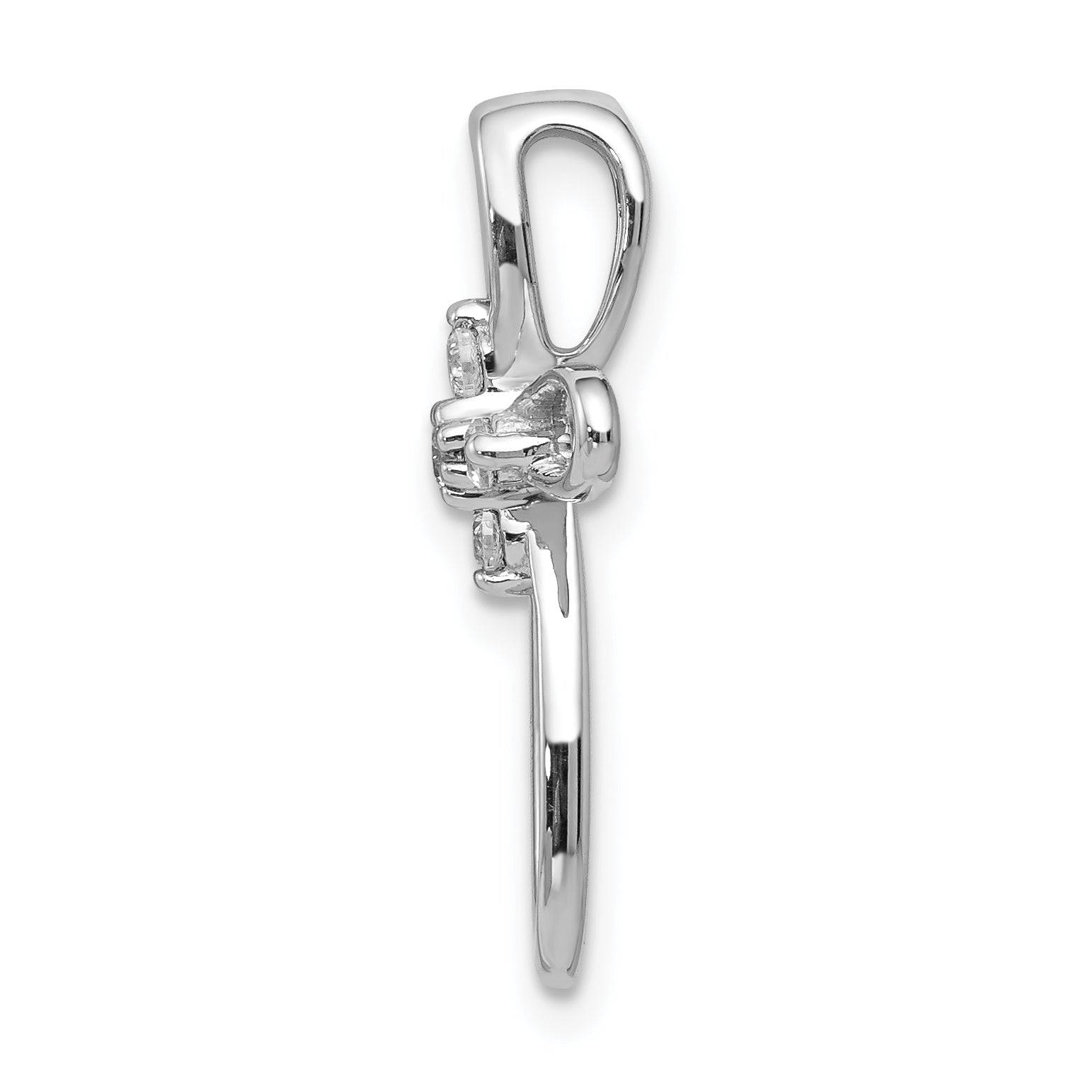 14k White Gold 1/10ct. Diamond Cross Chain Slide