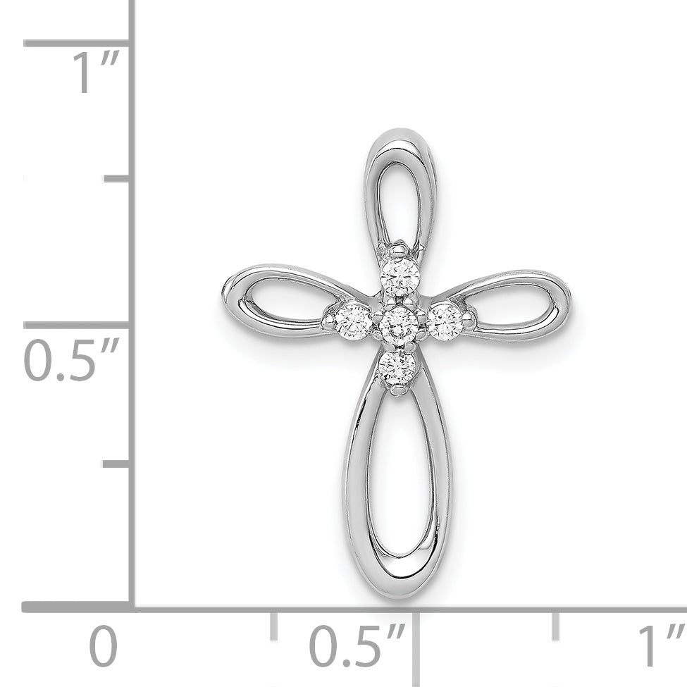 14k White Gold 1/10ct. Diamond Cross Chain Slide