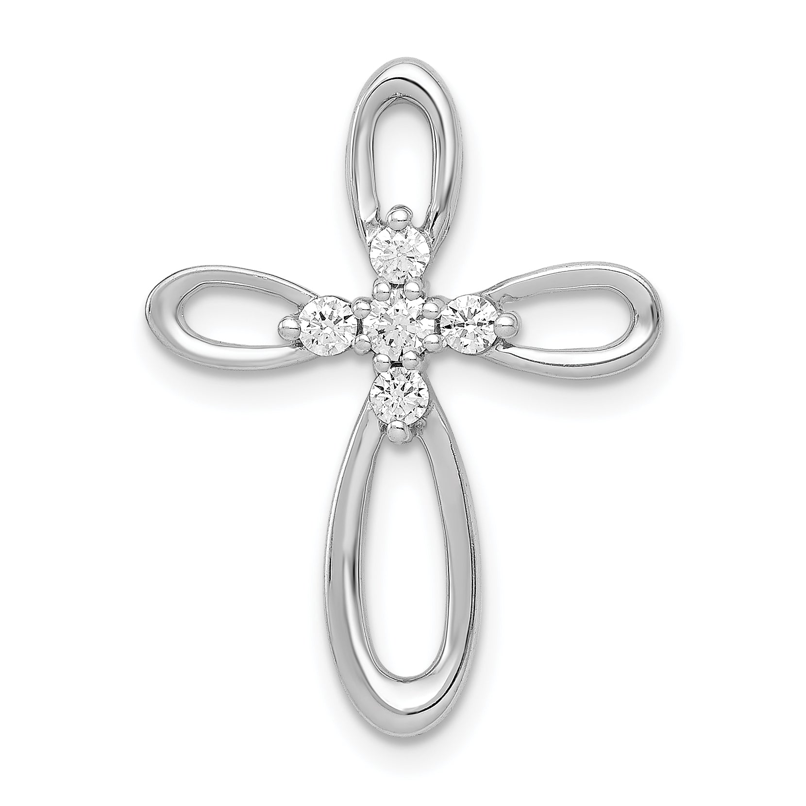 14k White Gold 1/5ct. Diamond Cross Chain Slide