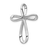 14k White Gold 1/6ct. Diamond Cross Chain Slide
