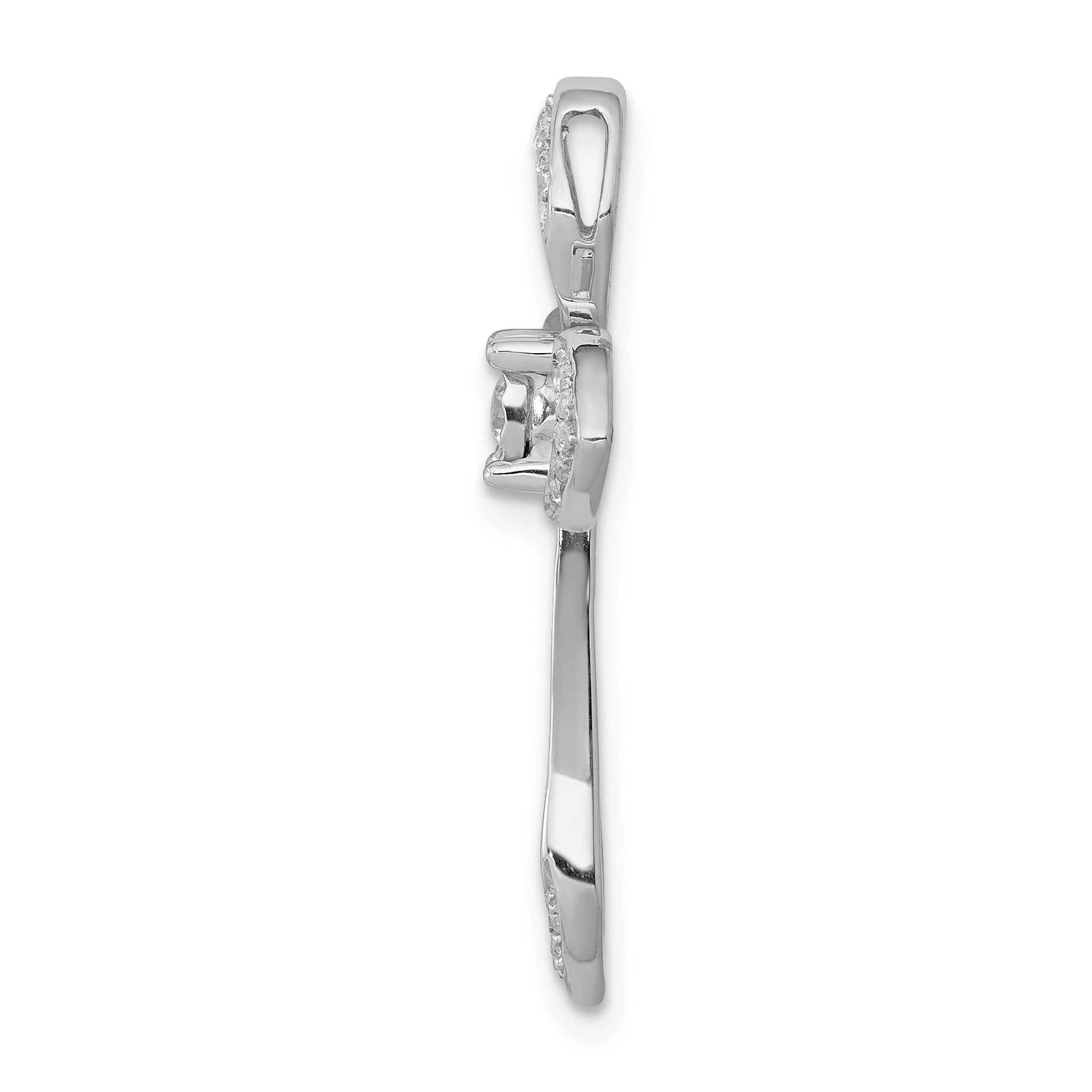 14k White Gold 1/8ct. Diamond Cross Chain Slide