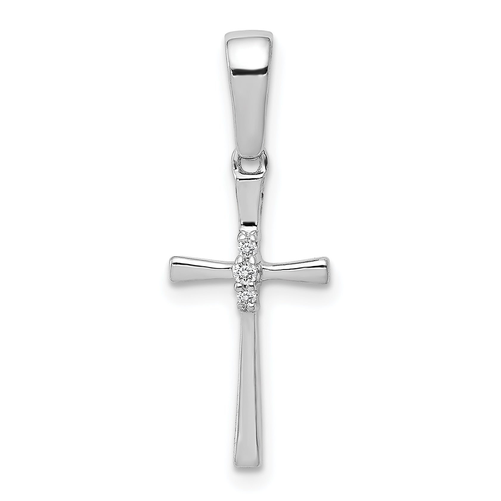 14k White Gold .02ct. Diamond Cross Pendant
