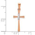 14k Rose Gold 1/20ct. Diamond Cross Pendant