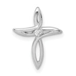 14k White Gold AA Diamond Cross Pendant