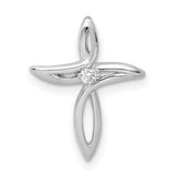 14k White Gold AA Diamond Cross Pendant