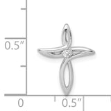 14k White Gold AA Diamond Cross Pendant
