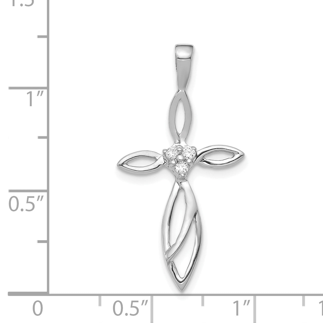 14k White Gold AA Diamond Cross Pendant