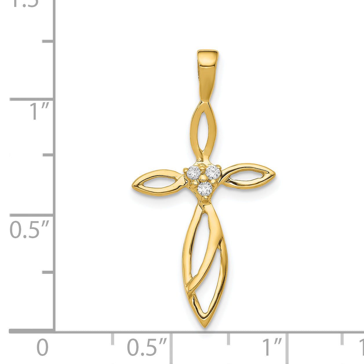 14k AA Diamond Cross Pendant