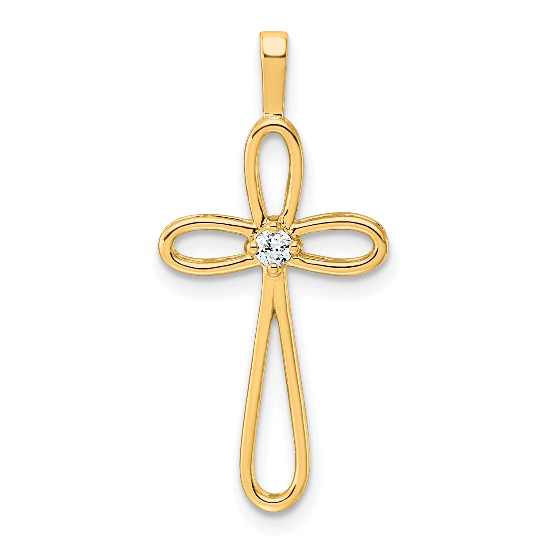 14k AA Diamond Cross Pendant
