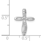 14k White Gold AA Diamond Cross Pendant
