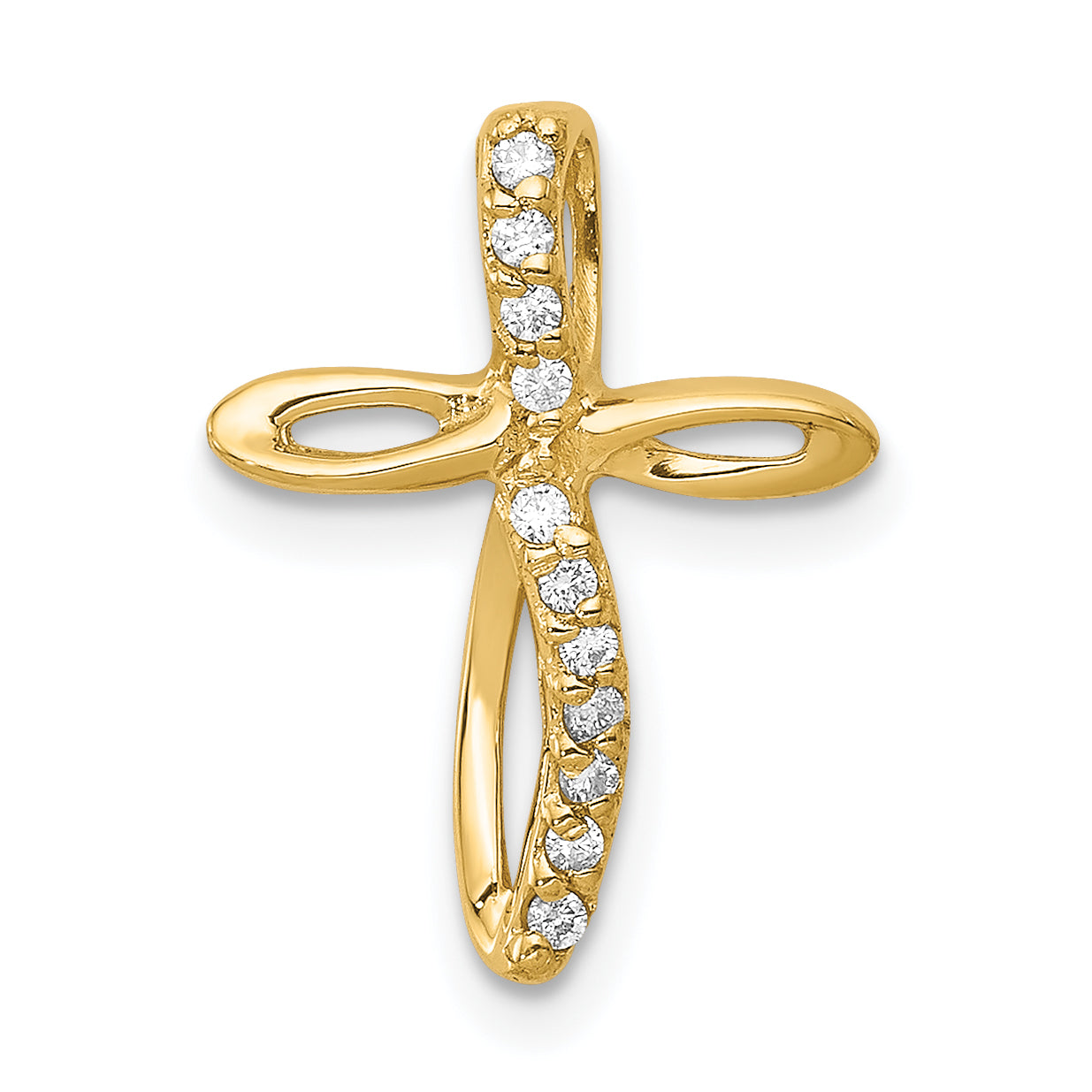 14k AA Diamond Cross Pendant