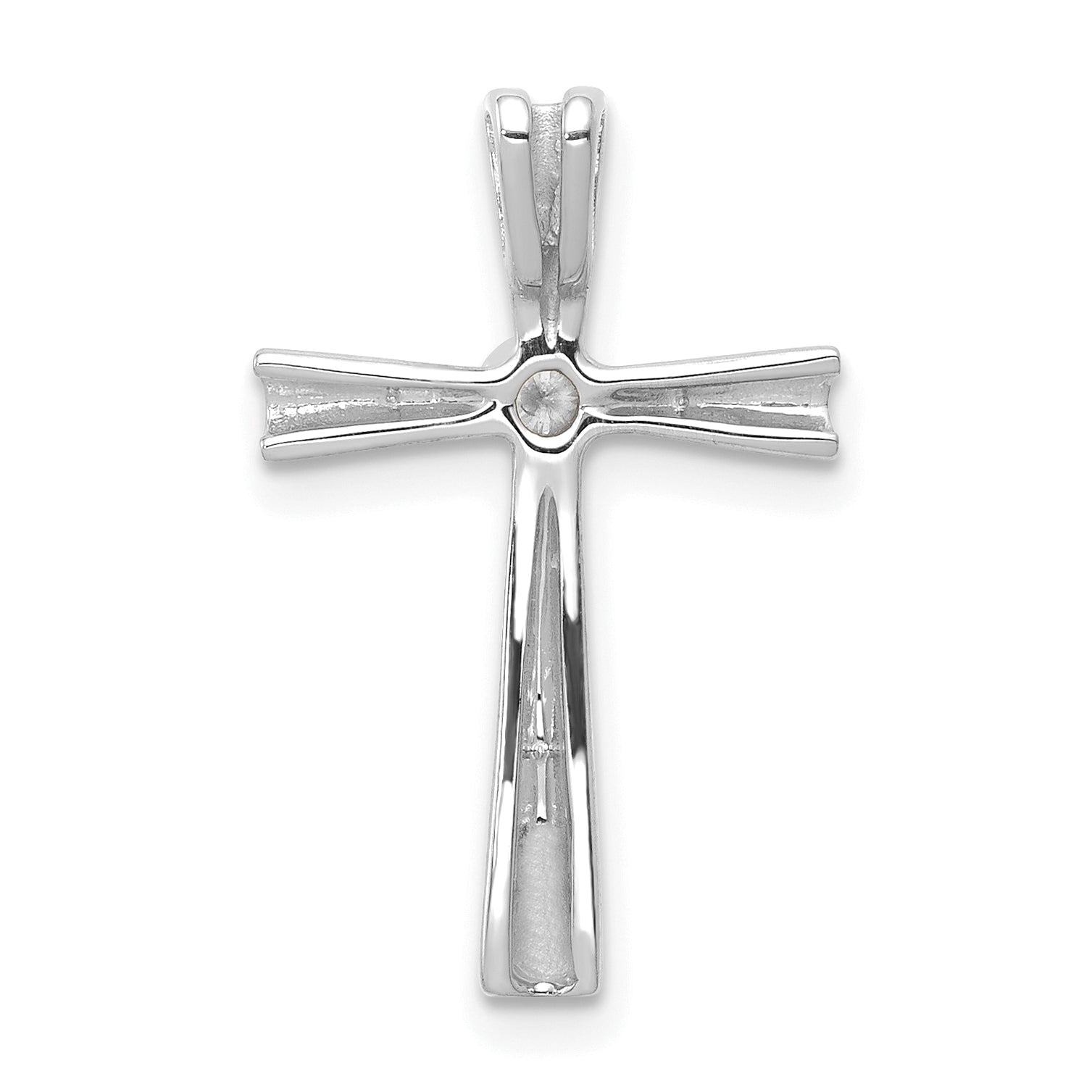 14k White Gold AA Diamond Cross Chain Slide
