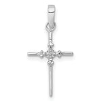 14k White Gold .01ct. Diamond Polished Cross Pendant