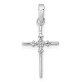 14k White Gold .01ct. Diamond Polished Cross Pendant