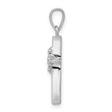 14k White Gold .01ct. Diamond Polished Cross Pendant