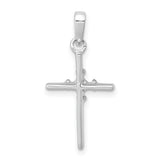 14k White Gold .01ct. Diamond Polished Cross Pendant