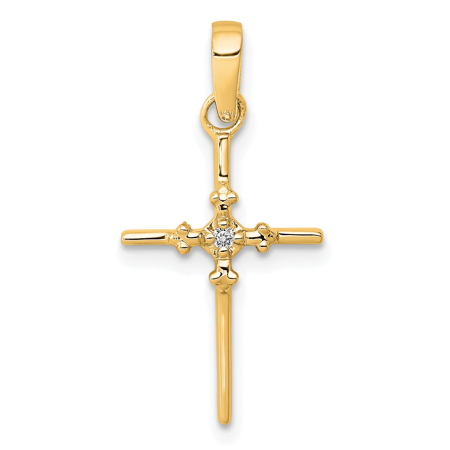 14k .01ct. Diamond Polished Cross Pendant