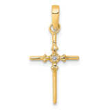 14k .01ct. Diamond Polished Cross Pendant