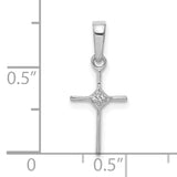 14k White Gold Small .01ct. Diamond Cross Pendant