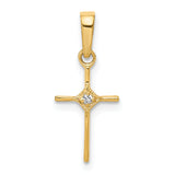 14k Small .01ct. Diamond Cross Pendant