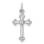 14k White Gold Small Diamond Budded Cross Pendant