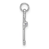 14k White Gold Small Diamond Budded Cross Pendant